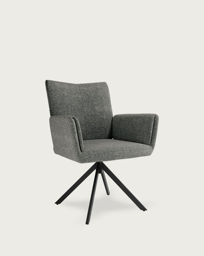 Silla de comedor Ondara giratoria - Gris - Patas metal negras