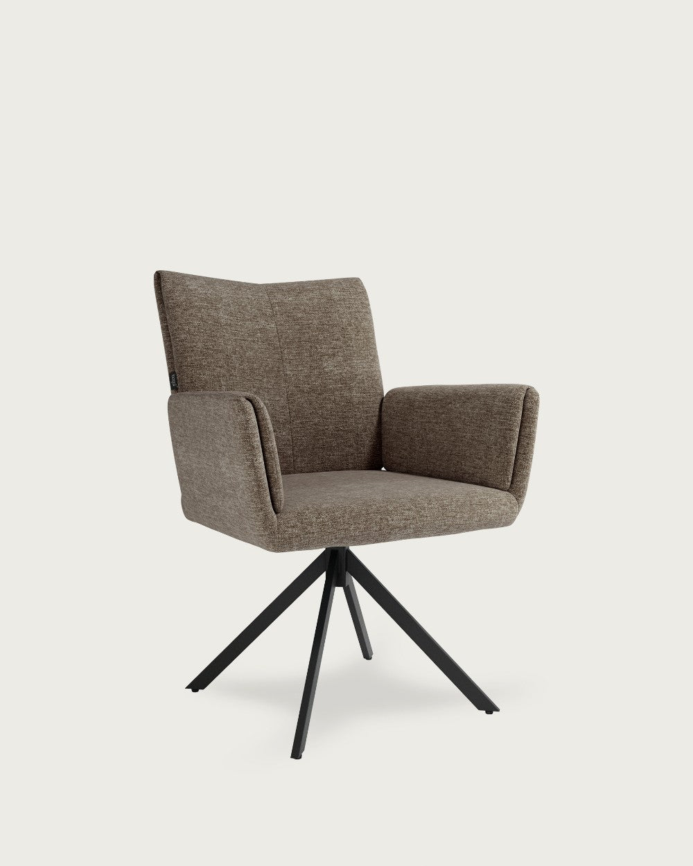 Silla de comedor Ondara giratoria - Marrón - Patas metal negras