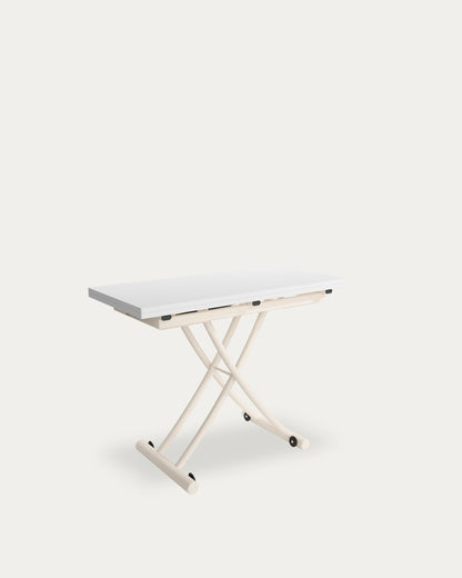 Mesa de comedor extensible Zenda - 45/90 × 120 cm - Sobre Soul Blanco - Estructura metálica marfil