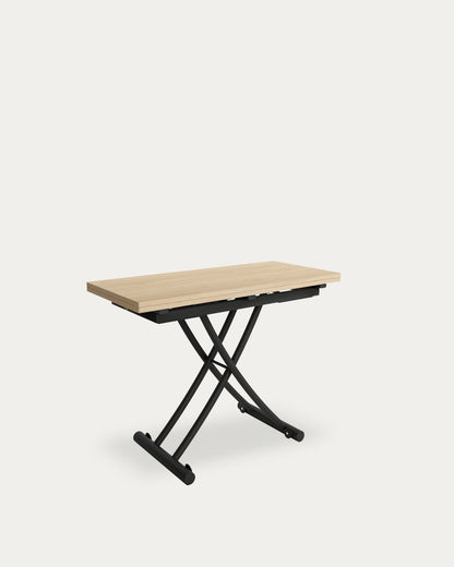 Mesa de comedor extensible Zenda - 45/90 × 120 cm - Sobre Roble Natural - Estructura metálica negra