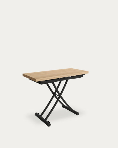 Mesa de comedor extensible Zenda - 45/90 × 120 cm - Sobre Roble - Estructura metálica negra