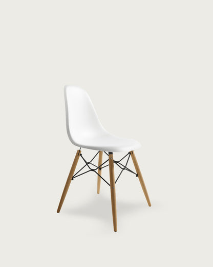 Juego de 4 sillas de cocina Gata con detalles de madera - Blanco - Patas madera