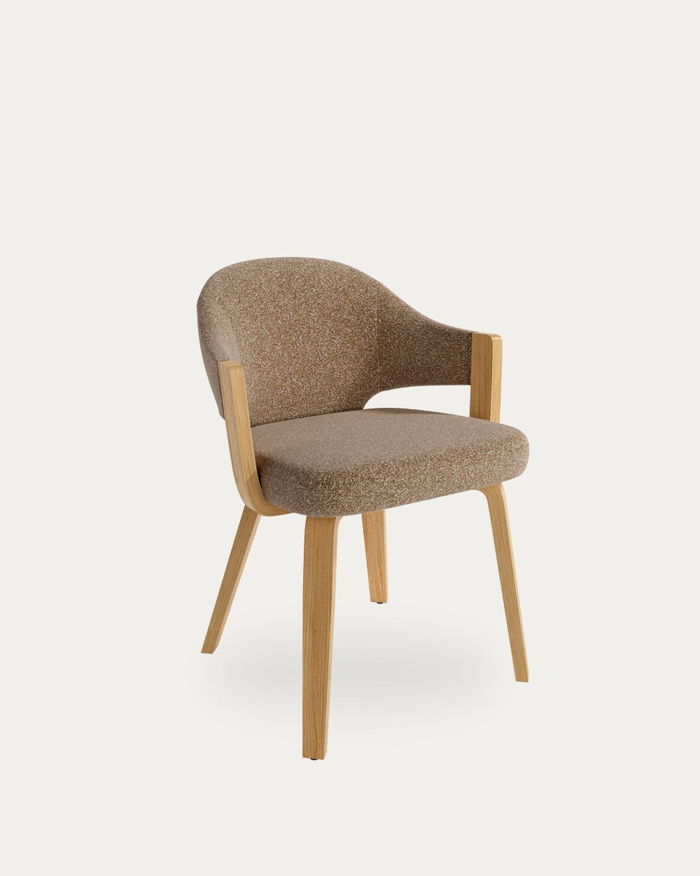 Juego de 2 sillas de comedor Aitana tapizadas - Tapizado Marrón - Patas madera