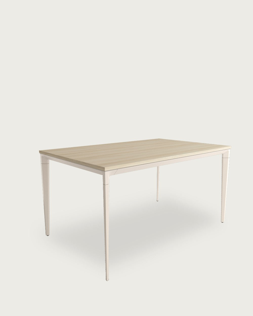 Mesa de comedor Ceres - 180 × 90 cm - Sobre Olmo - Estructura metálica marfil