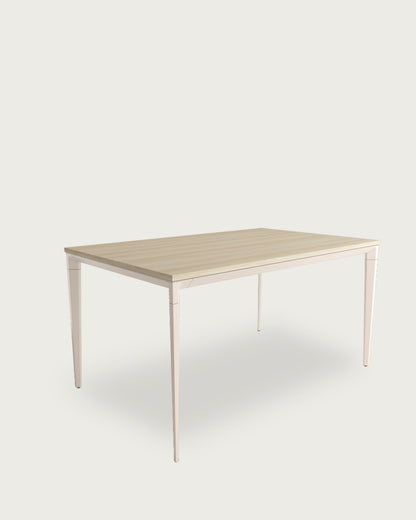 Mesa de comedor Ceres - 180 × 90 cm - Sobre Olmo - Estructura metálica marfil