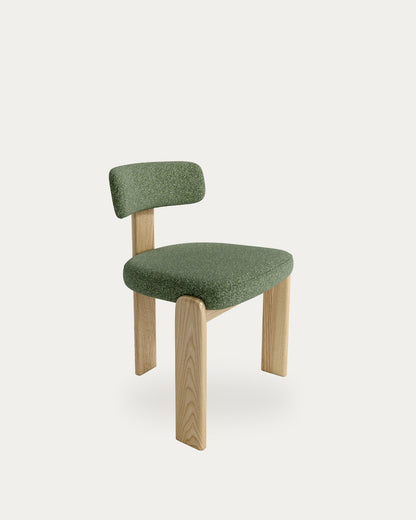 Juego de 2 sillas de comedor Segària tapizadas - Tapizado Verde - Patas Madera