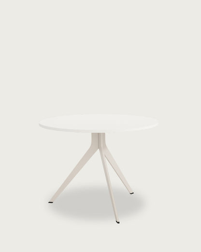 Mesa de comedor Grana - Ø 120 cm - Sobre Blanco Extra - Estructura metálica marfil