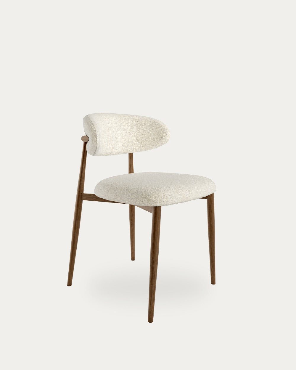 Juego de 2 sillas de comedor Serpis tapizadas - Tapizado Marfil - Estructura metálica imitación madera dark