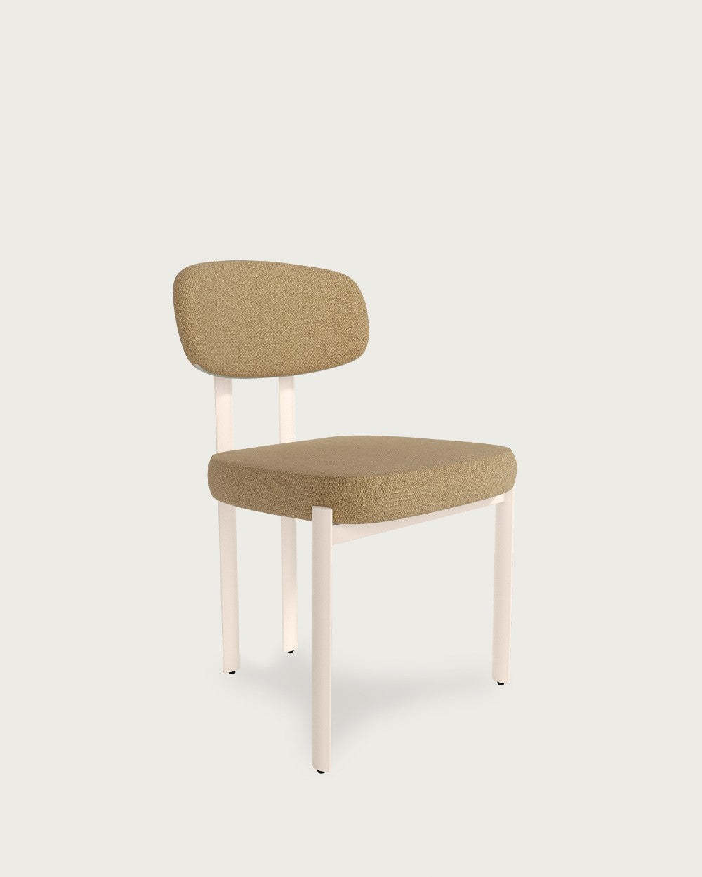 Juego de 2 sillas de comedor Cabriel tapizadas - Tapizado Mostaza - Patas Metálicas marfil