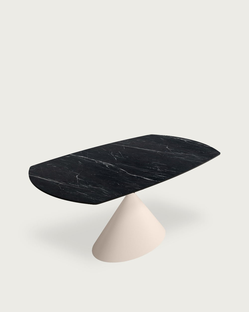 Mesa de comedor extensible Junia - 160/240 × 90 cm - Sobre Marquina - Estructura metálica marfil