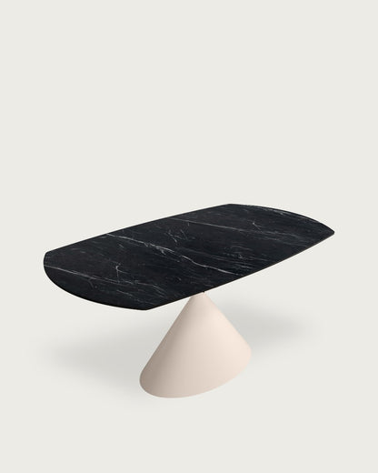 Mesa de comedor extensible Junia - 160/240 × 90 cm - Sobre Marquina - Estructura metálica marfil