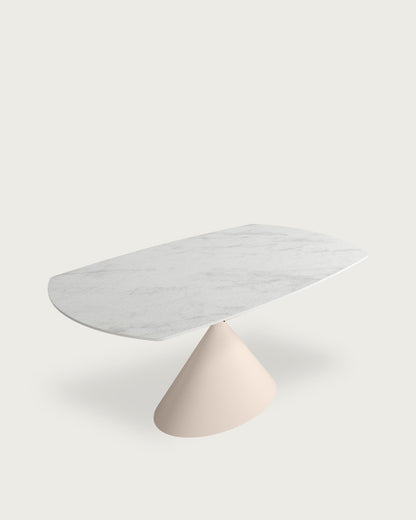 Mesa de comedor extensible Junia - 160/240 × 90 cm - Sobre Carrara - Estructura metálica marfil