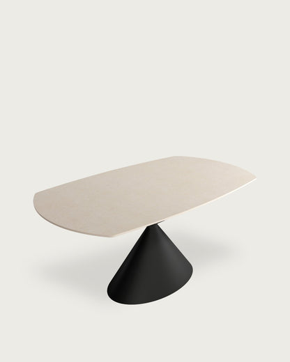 Mesa de comedor extensible Junia - 160/240 × 90 cm - Sobre Arena - Estructura metálica negra