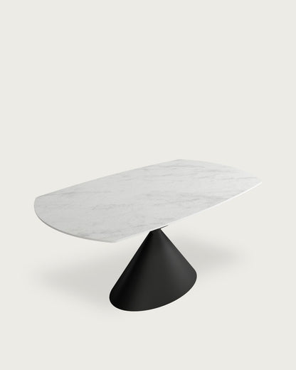 Mesa de comedor extensible Junia - 160/240 × 90 cm - Sobre Carrara - Estructura metálica negra