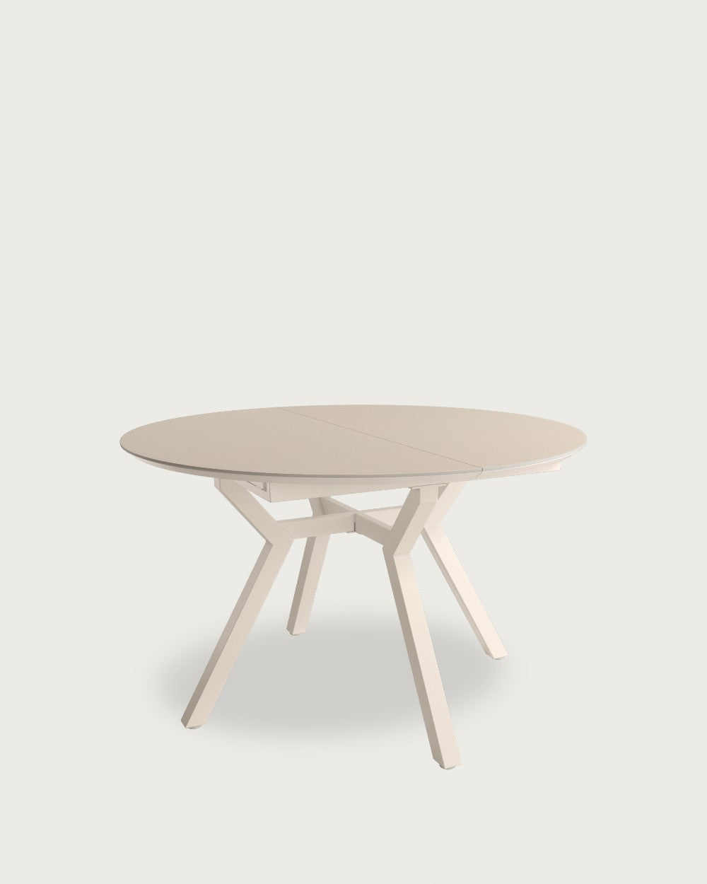 Mesa de comedor extensible Kairós - 120/160 × 120 cm - Sobre Beige - Estructura metal marfil
