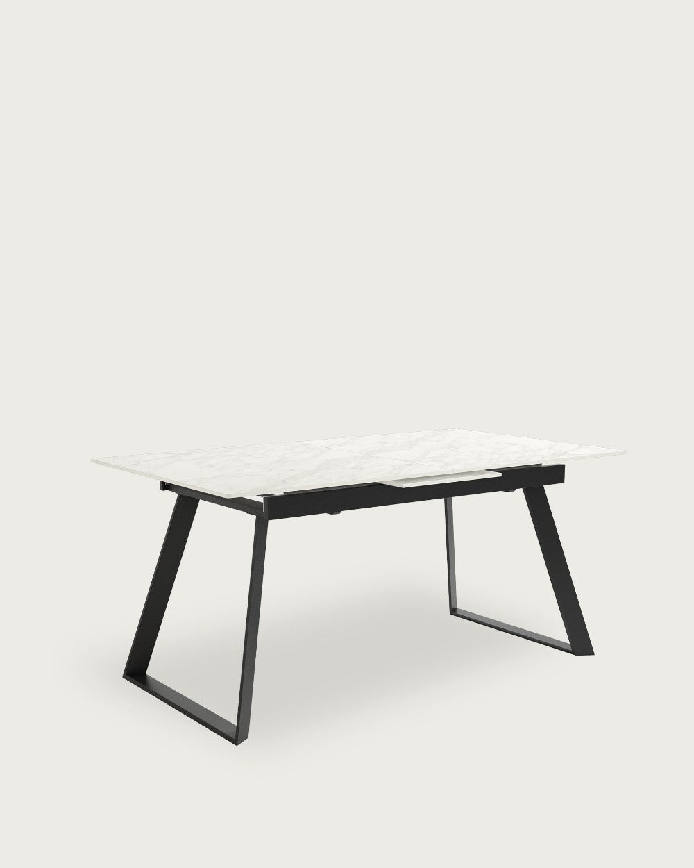 Mesa de comedor extensible Ocre - 160/200 × 90 cm - Sobre Carrara - Estructura metálica negra