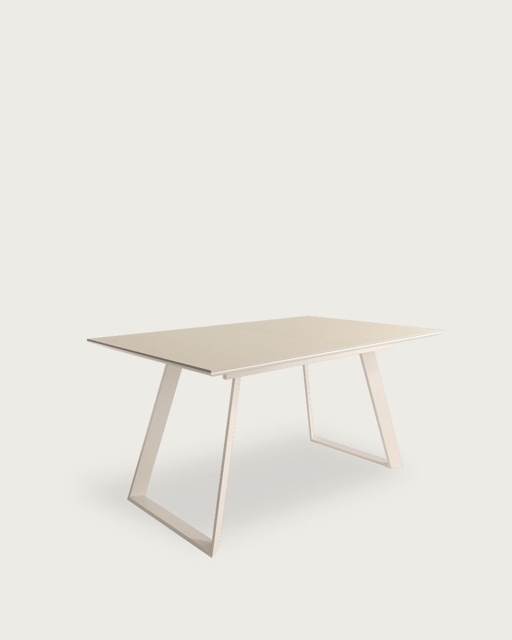 Mesa de comedor extensible Pétalo - 140/180 × 90 cm - Sobre Beige - Estructura metálica marfil