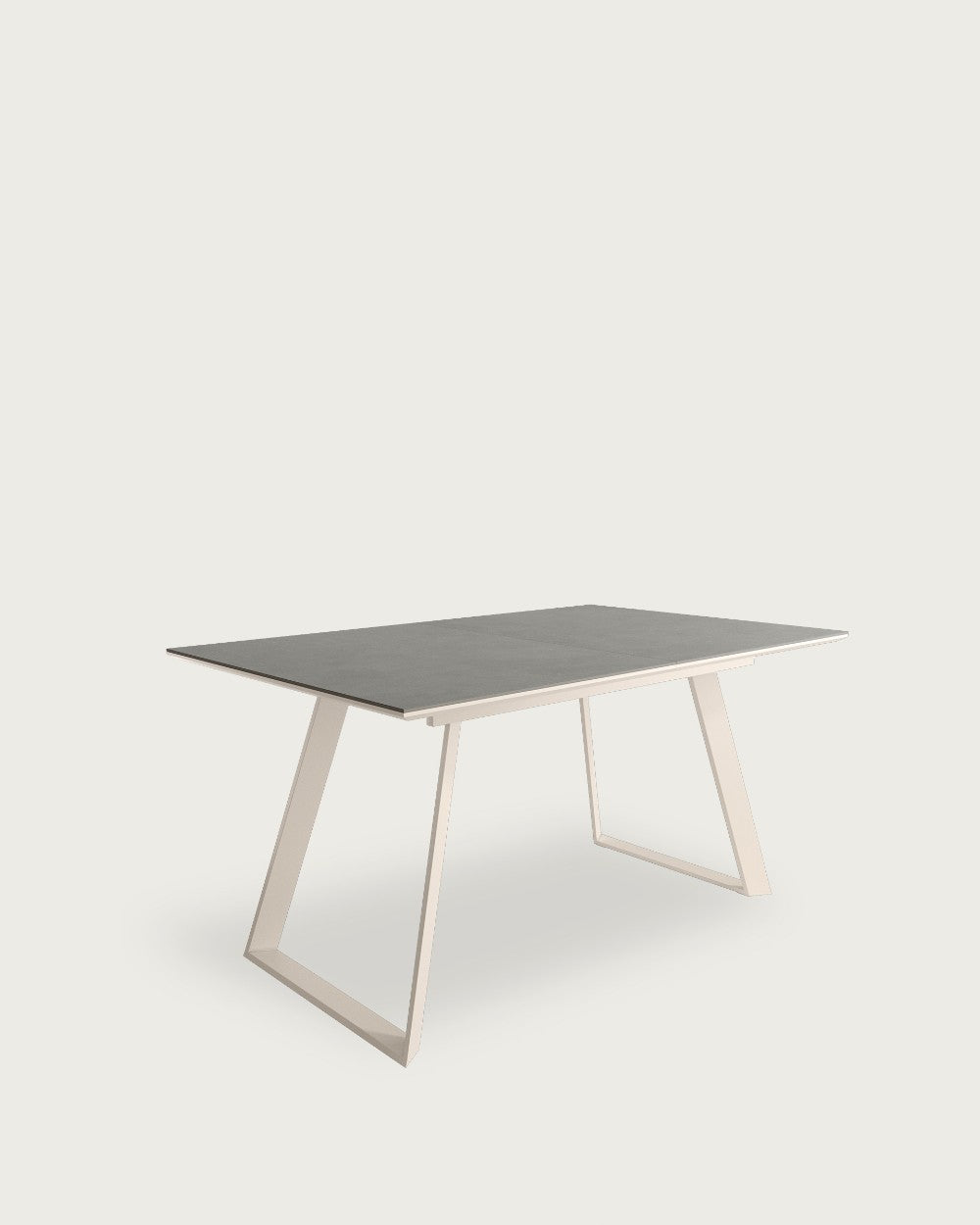 Mesa de comedor extensible Pétalo - 160/200 × 90 cm - Sobre Porland - Estructura metálica marfil