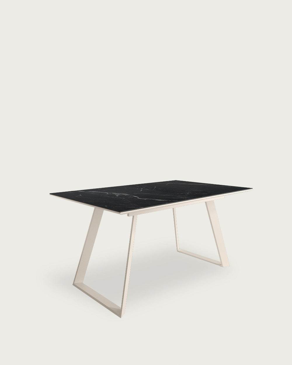 Mesa de comedor extensible Pétalo - 160/200 × 90 cm - Sobre Marquina - Estructura metálica marfil