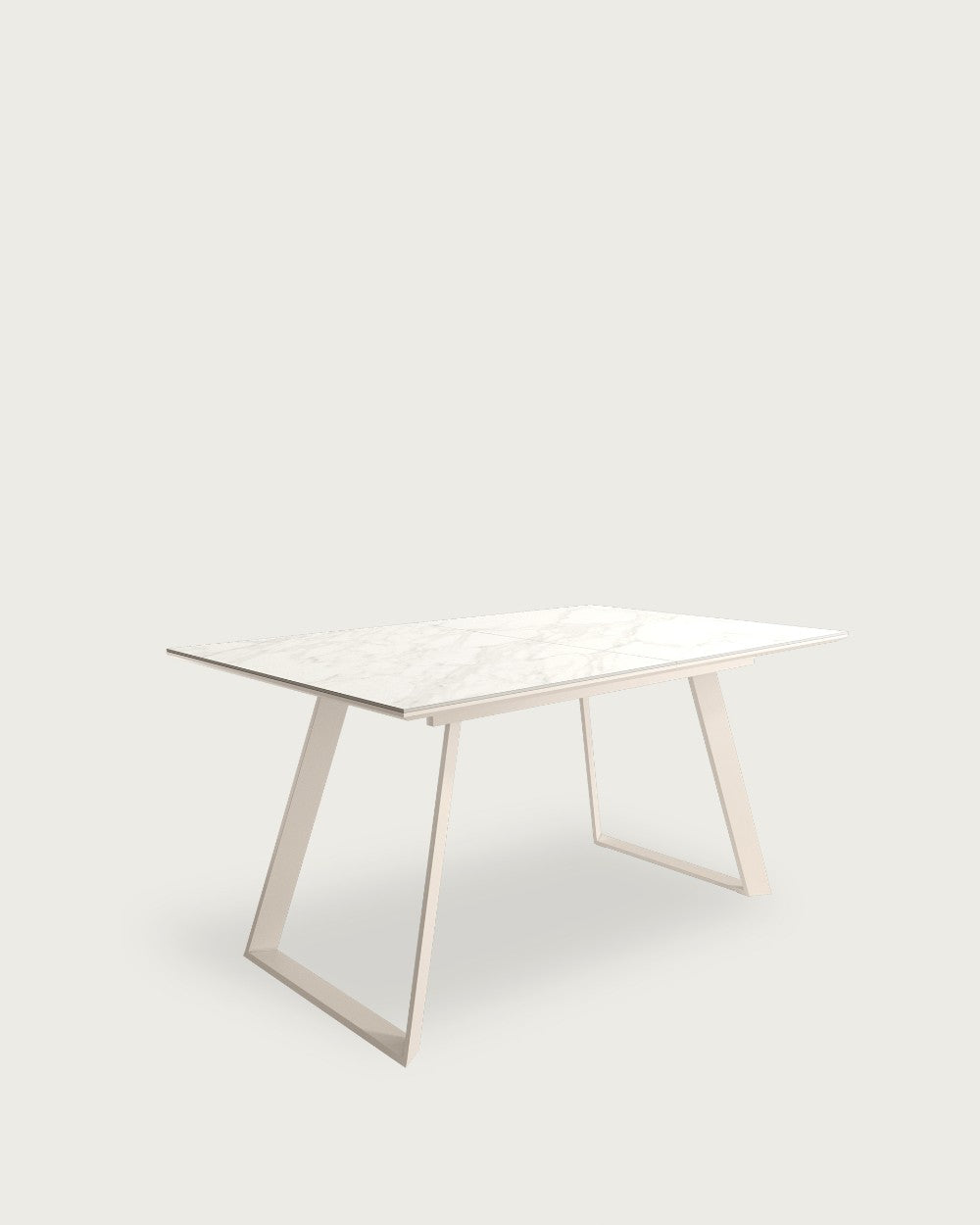 Mesa de comedor extensible Pétalo - 160/200 × 90 cm - Sobre Carrara - Estructura metálica marfil