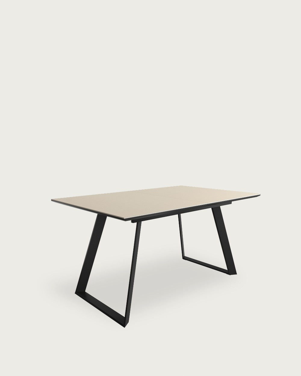 Mesa de comedor extensible Pétalo - 160/200 × 90 cm - Sobre Beige - Estructura metálica negra