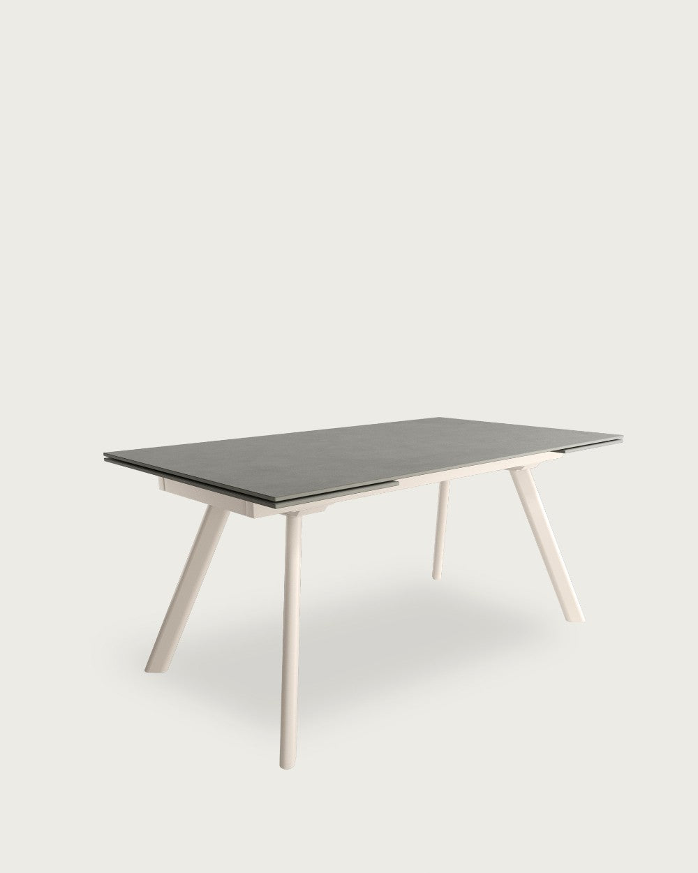Mesa de comedor extensible Valira - 160/240 × 90 cm - Sobre Porland - Estructura metálica marfil