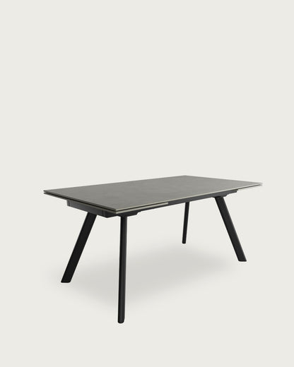 Mesa de comedor extensible Valira - 160/240 × 90 cm - Sobre Porland - Estructura metálica negra