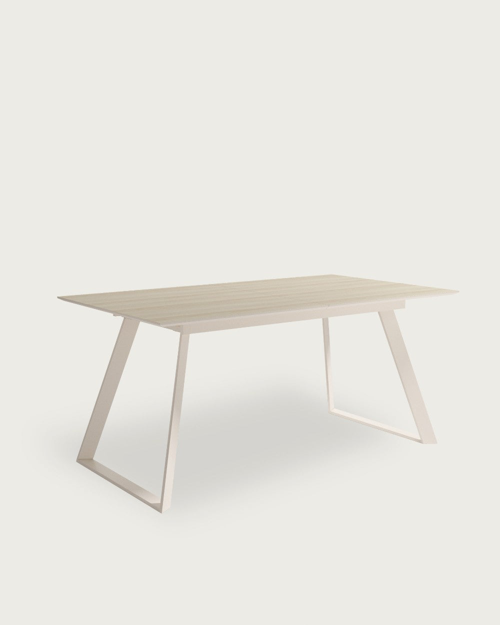 Mesa de comedor extensible Ámbar - 140(180) × 90 cm - Sobre Olmo - Estructura metálica marfil