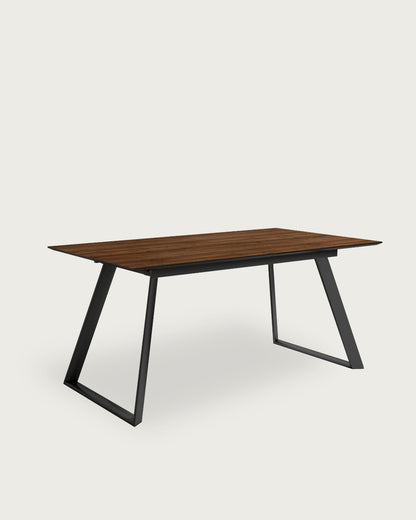 Mesa de comedor extensible Ámbar - 160/200 × 90 cm - Sobre Java - Estructura metal negra