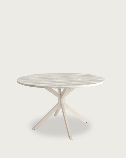 Mesa de comedor Faro - Ø 120 cm - Sobre Artic - Estructura metálica marfil