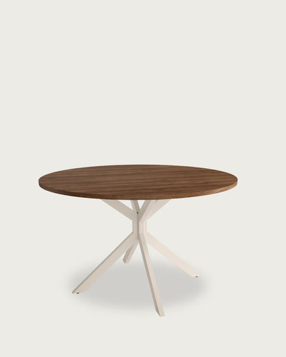 Mesa de comedor Faro - Ø 120 cm - Sobre Java - Estructura metálica marfil