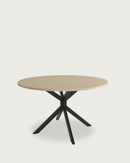 Mesa de comedor Faro - Ø 120 cm - Sobre Perla - Estructura metálica negra