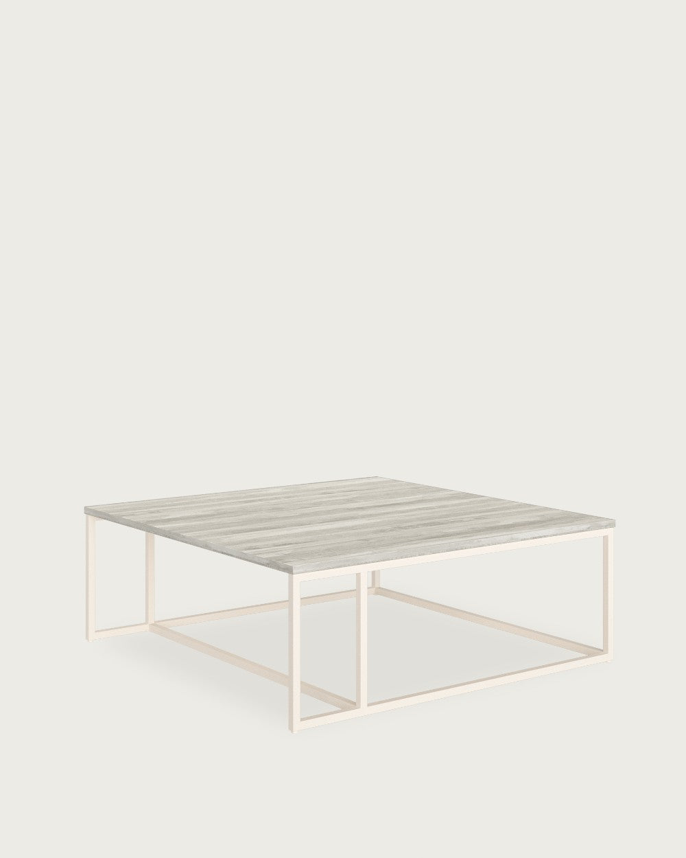 Mesa auxiliar Greda - 80 × 80 cm - Sobre Artic - Estructura metálica marfil