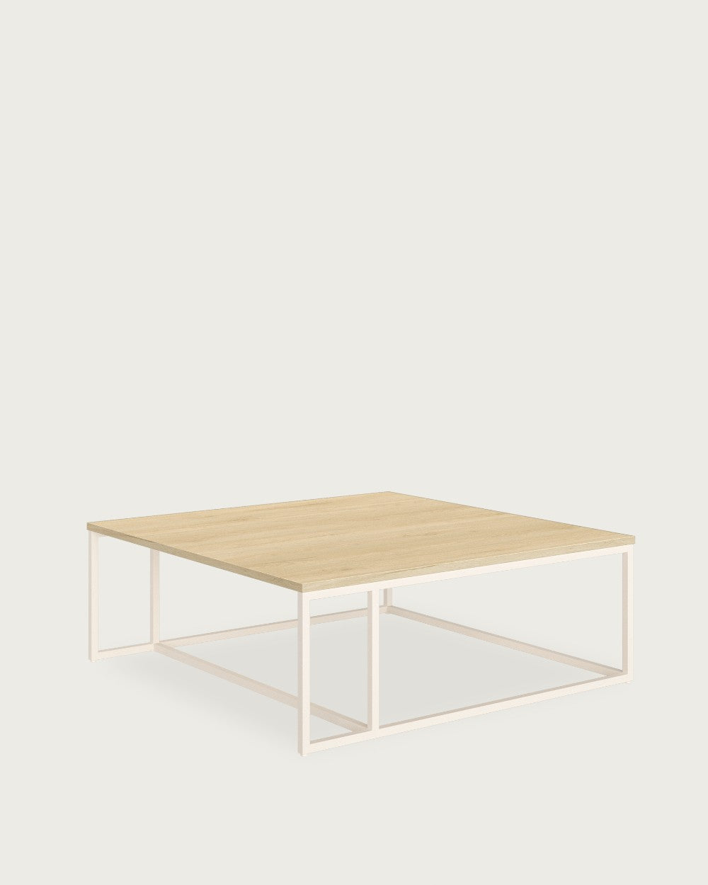 Mesa auxiliar Greda - 80 × 80 cm - Sobre Roble Natural - Estructura metálica marfil