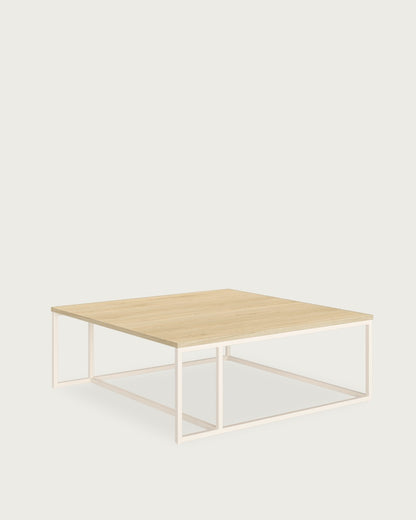 Mesa auxiliar Greda - 80 × 80 cm - Sobre Roble Natural - Estructura metálica marfil