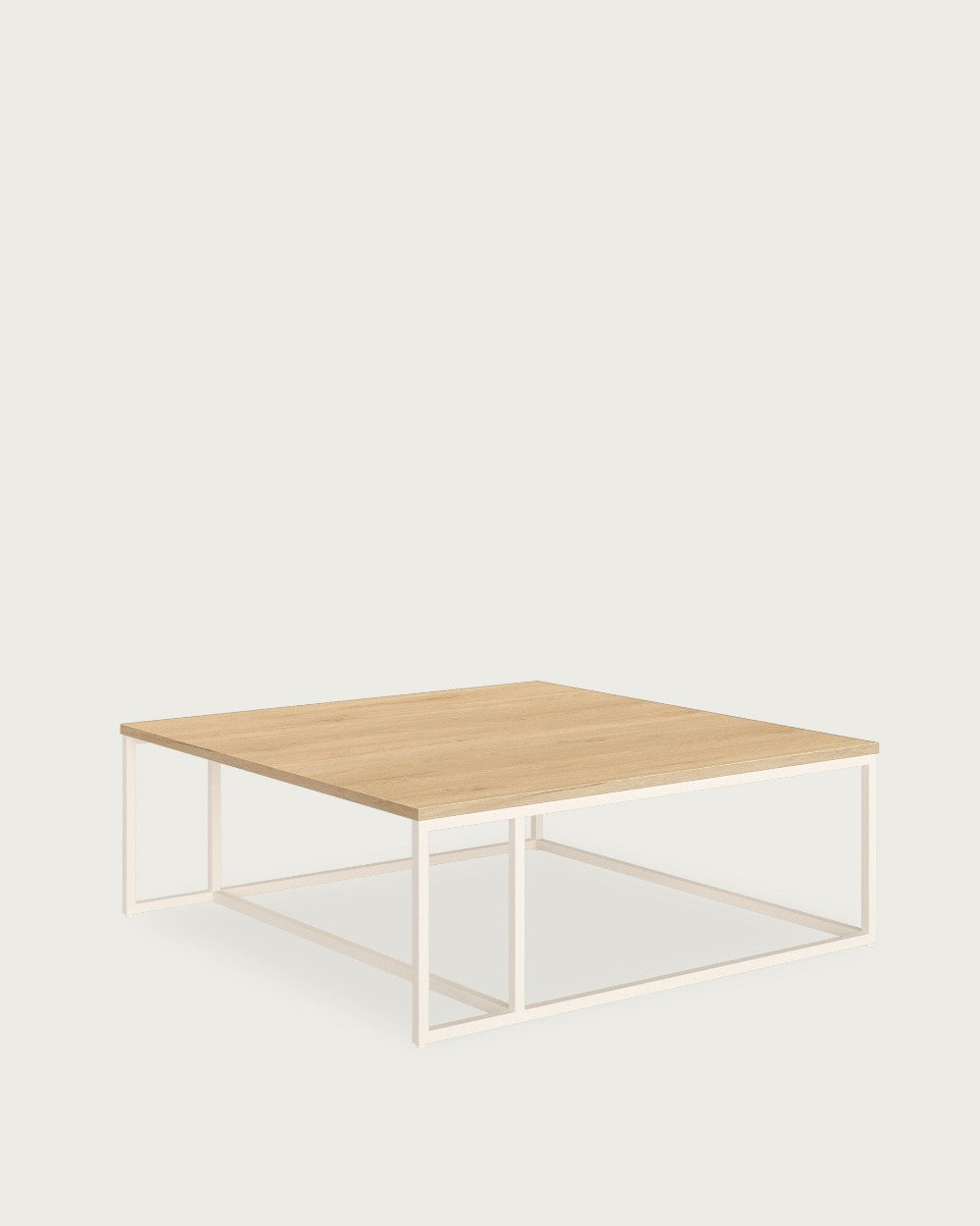 Mesa auxiliar Greda - 80 × 80 cm - Sobre Roble - Estructura metálica marfil
