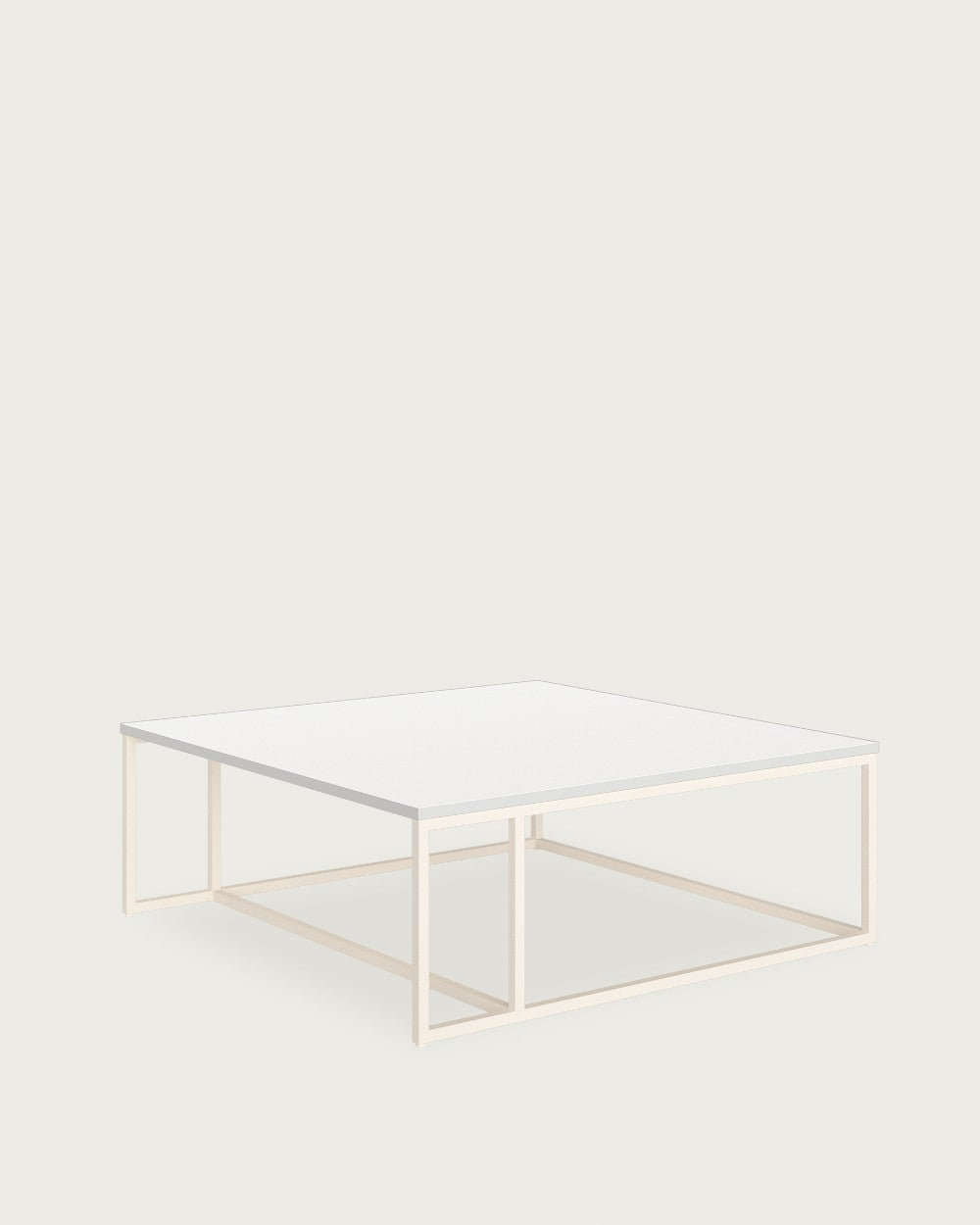 Mesa auxiliar Greda - 80 × 80 cm - Sobre Soul Blanco - Estructura metálica marfil
