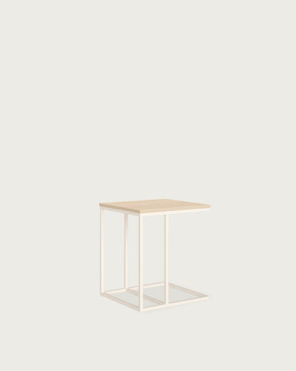 Mesa auxiliar Greda - 40 × 40 cm - Sobre Alpin - Estructura metálica marfil