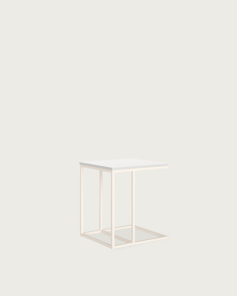 Mesa auxiliar Greda - 40 × 40 cm - Sobre Soul Blanco - Estructura metálica marfil