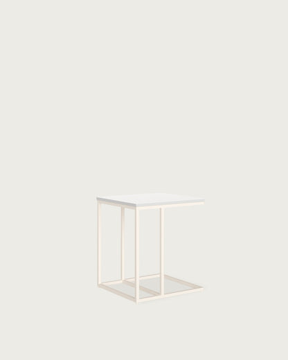 Mesa auxiliar Greda - 40 × 40 cm - Sobre Soul Blanco - Estructura metálica marfil