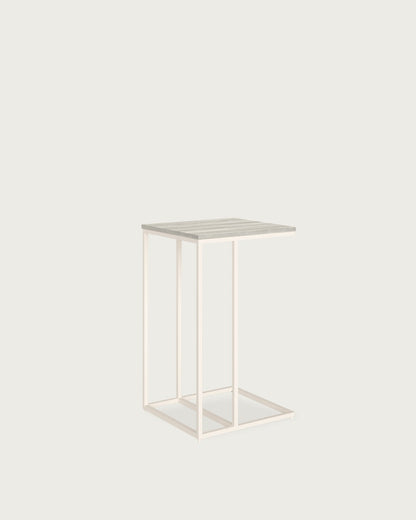 Mesa auxiliar Greda - 40 × 40 cm - Sobre Artic - Estructura metálica marfil