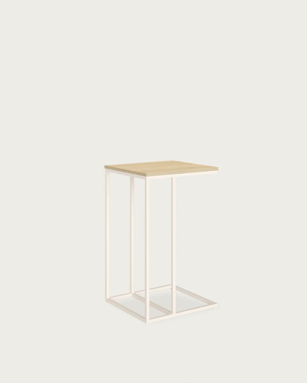 Mesa auxiliar Greda - 40 × 40 cm - Sobre Roble Natural - Estructura metálica marfil