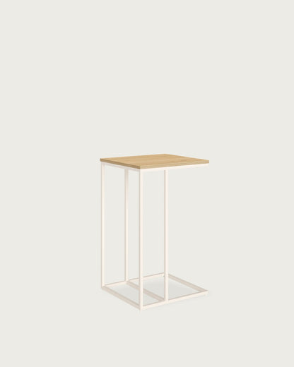 Mesa auxiliar Greda - 40 × 40 cm - Sobre Roble - Estructura metálica marfil