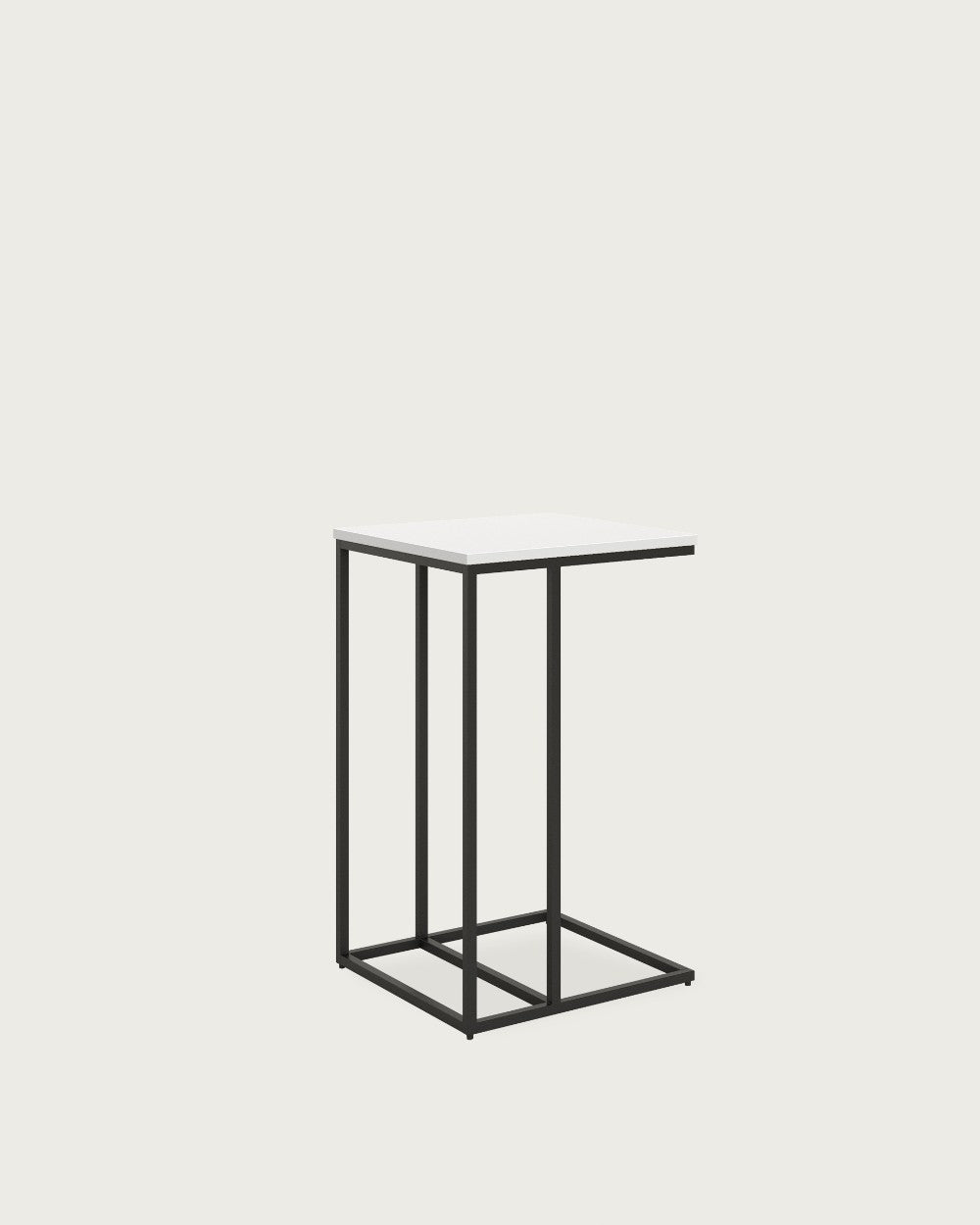 Mesa auxiliar Greda - 40 × 40 cm - Sobre Blanco Extra - Estructura metálica negra