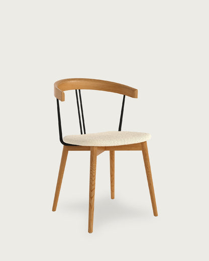 Juego de 2 sillas de comedor Levante tapizadas - Tapizado Lamb - Estructura Roble natural